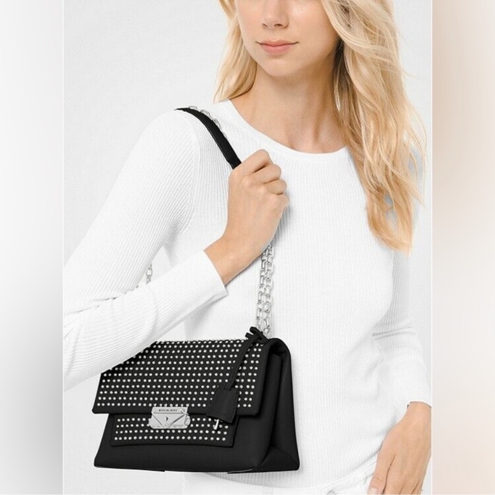 Michael Kors Cece Medium Leather Studded Convertible Bag- lightly used